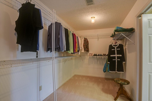 spacious closet with light colored carpet