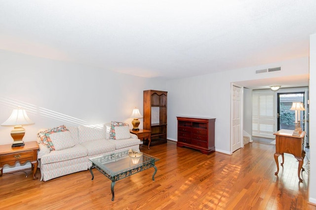 living room featuring light hardwood / wood-style flooring