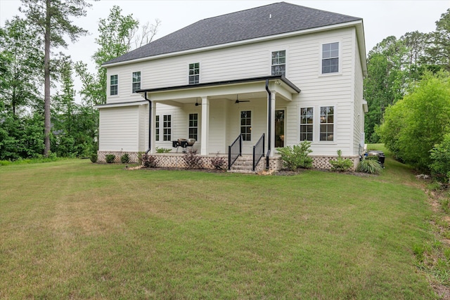 552 River Oaks Ln, Evans, GA 30809 - view of front of property featuring a ceiling fan, a front yard, and a shingled roof