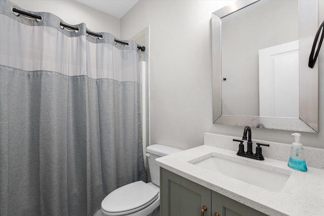 552 River Oaks Ln, Evans, GA 30809 - bathroom with toilet, vanity, and a shower with shower curtain