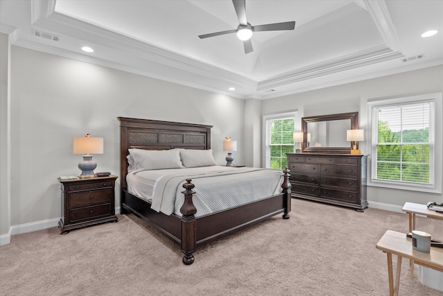 552 River Oaks Ln, Evans, GA 30809 - bedroom featuring a raised ceiling, ornamental molding, carpet floors, baseboards, and recessed lighting