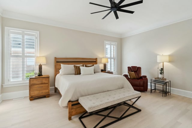 29 Savannah River Pl, North Augusta, SC 29841 - bedroom with crown molding, a ceiling fan, baseboards, and light wood finished floors