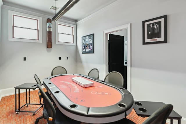 29 Savannah River Pl, North Augusta, SC 29841 - recreation room with baseboards, visible vents, and ornamental molding