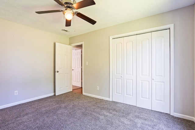 661 Kemper Dr, Evans, GA 30809 - unfurnished bedroom featuring carpet, a closet, and ceiling fan