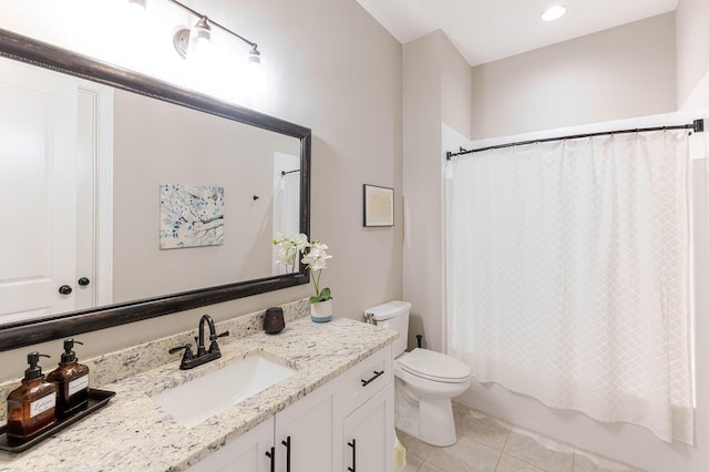 719 Nuttall St, Evans, GA 30809 - full bathroom with tile patterned flooring, vanity, shower / bath combination with curtain, and recessed lighting
