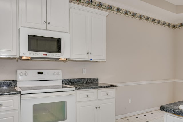 215 Mineral Ct, Evans, GA 30809 - kitchen featuring white appliances, white cabinetry, and light floors