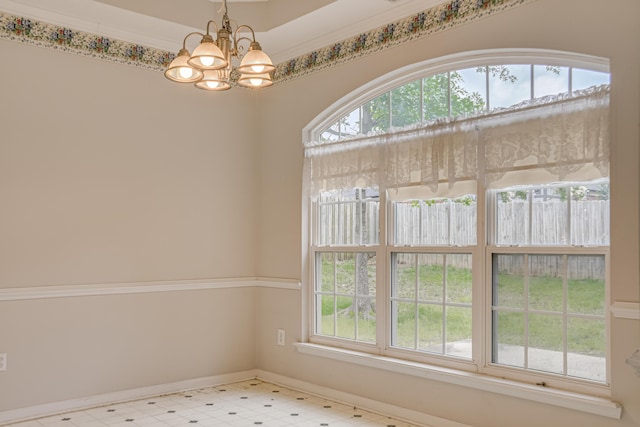 215 Mineral Ct, Evans, GA 30809 - spare room with a chandelier, plenty of natural light, and tile patterned floors