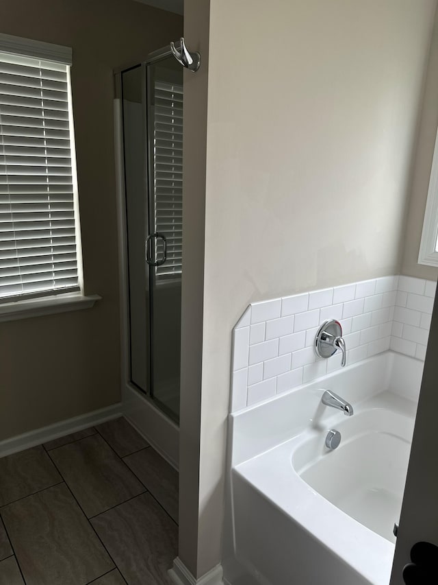 5186 Copse Dr, Augusta, GA 30909 - bathroom with a garden tub, tile patterned floors, and a stall shower