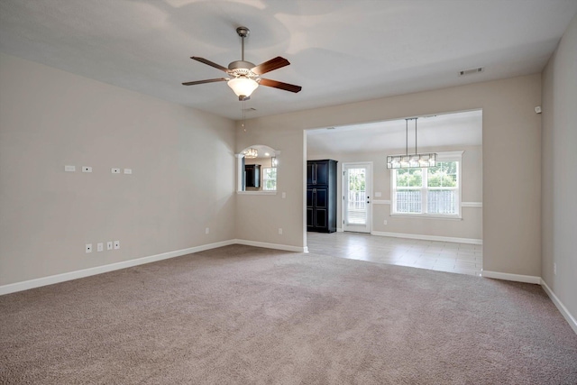 5186 Copse Dr, Augusta, GA 30909 - spare room with light colored carpet, ceiling fan, and light tile patterned floors