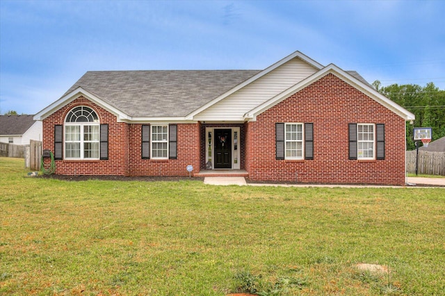 view of front of property with a front lawn