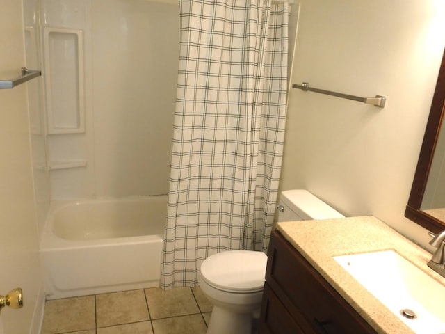 402 Parliment Rd, Martinez, GA 30907 - full bath featuring vanity, tile patterned floors, and shower / bath combo with shower curtain