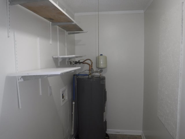 402 Parliment Rd, Martinez, GA 30907 - washroom featuring water heater, washer hookup, and crown molding