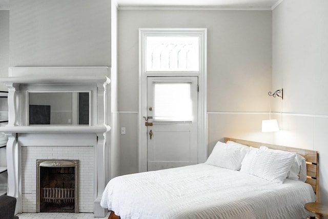 bedroom featuring ornamental molding