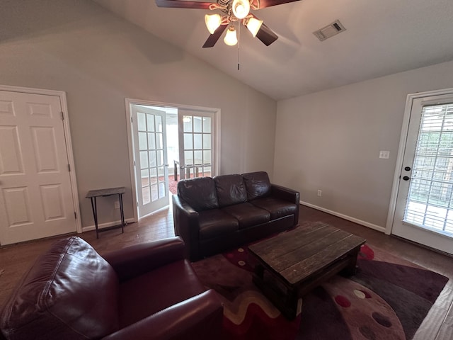 3035 Gobbler Ct, Aiken, SC 29801 - living area with vaulted ceiling and ceiling fan