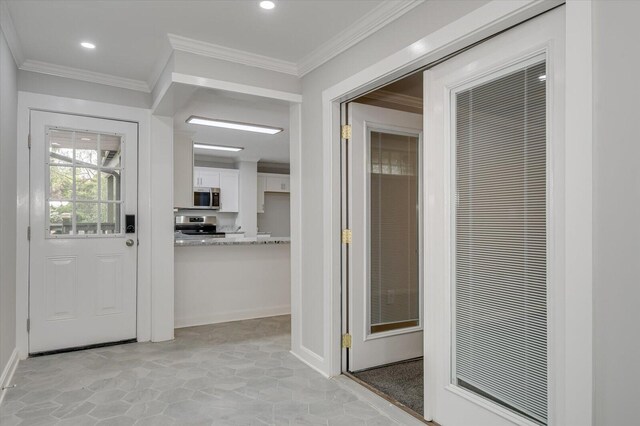 2417 Wilkshire Dr, Augusta, GA 30904 - foyer with baseboards, recessed lighting, and ornamental molding