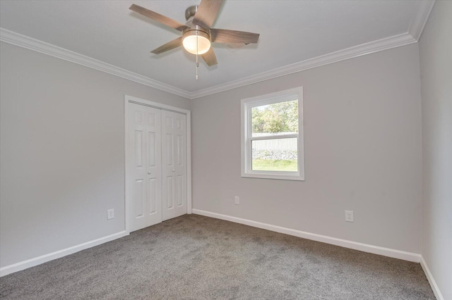 2417 Wilkshire Dr, Augusta, GA 30904 - carpeted spare room featuring baseboards, ceiling fan, and ornamental molding