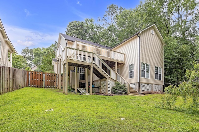 3758 Boulder Trl, Augusta, GA 30907 - back of house featuring stairs, a wooden deck, and a fenced backyard