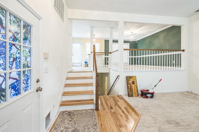 3758 Boulder Trl, Augusta, GA 30907 - foyer featuring carpet flooring and a chandelier