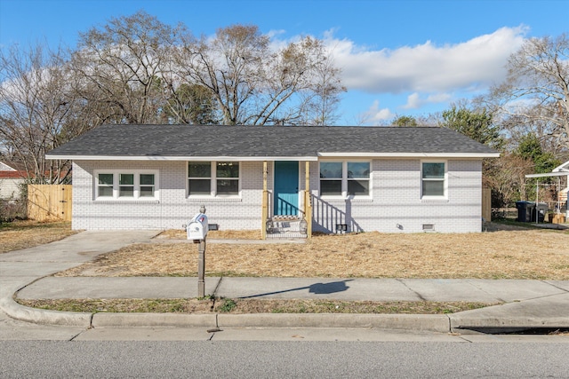 view of single story home