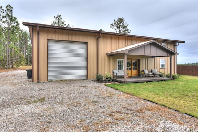 exterior space with a front yard and a deck