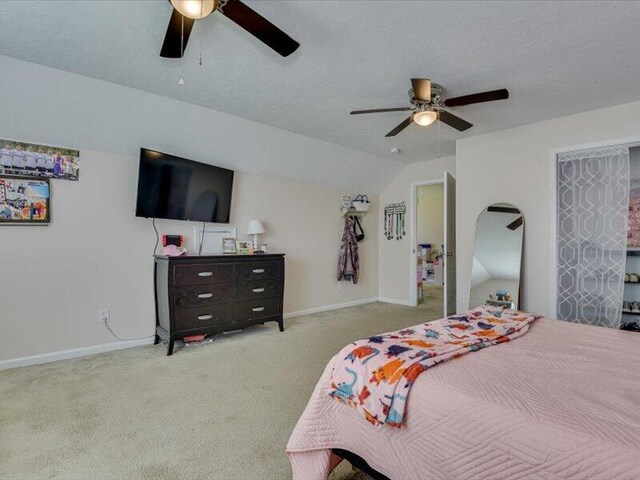 2084 Gardenview Dr, Graniteville, SC 29829 - bedroom with carpet, a ceiling fan, and lofted ceiling