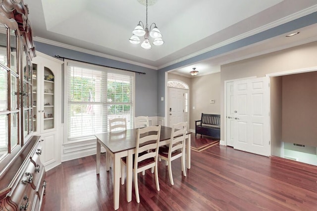 249 Calloway Dr, Evans, GA 30809 - dining room with a chandelier, dark wood-style floors, and crown molding