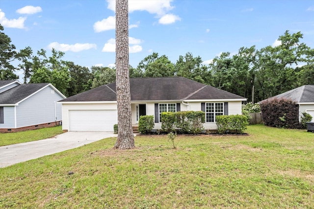 332 Belair Rd, North Augusta, SC 29841 - ranch-style home featuring an attached garage, driveway, a front lawn, and a shingled roof