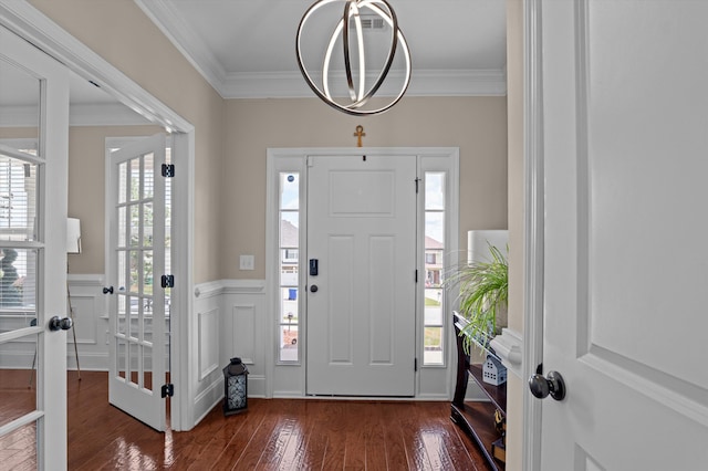 1610 Cedar Hill Dr, Grovetown, GA 30813 - foyer entrance featuring hardwood / wood-style floors, wainscoting, and crown molding