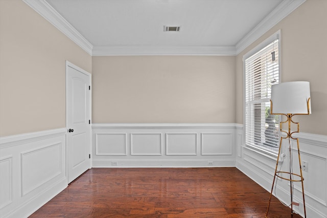 1610 Cedar Hill Dr, Grovetown, GA 30813 - unfurnished room featuring ornamental molding, a wainscoted wall, and dark wood finished floors
