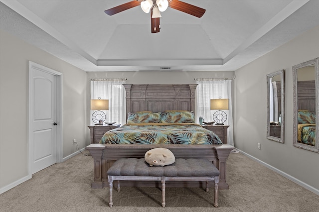 1610 Cedar Hill Dr, Grovetown, GA 30813 - bedroom featuring carpet flooring, a raised ceiling, lofted ceiling, and a ceiling fan