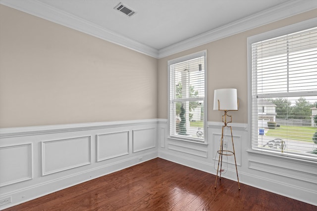 1610 Cedar Hill Dr, Grovetown, GA 30813 - empty room with ornamental molding, a wainscoted wall, and dark wood finished floors