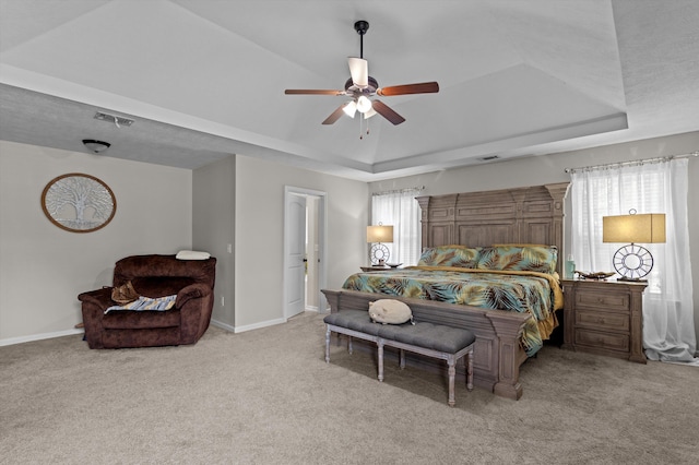 1610 Cedar Hill Dr, Grovetown, GA 30813 - bedroom featuring a tray ceiling, carpet flooring, and ceiling fan