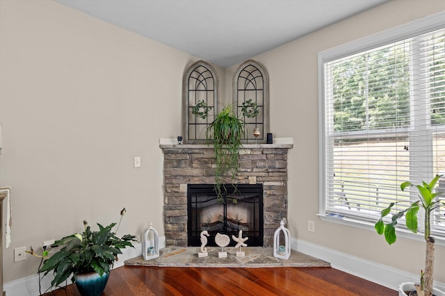 1610 Cedar Hill Dr, Grovetown, GA 30813 - living area with a stone fireplace and wood finished floors