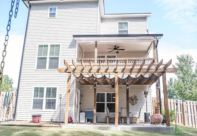 1410 Summit Way, Grovetown, GA 30813 - rear view of property featuring ceiling fan, a balcony, and a patio area