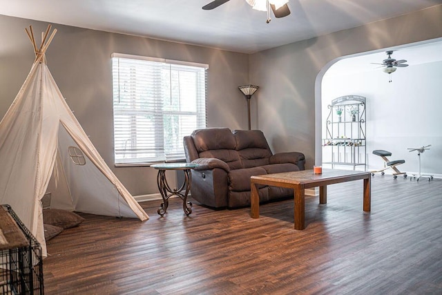 1410 Summit Way, Grovetown, GA 30813 - living room with a ceiling fan, wood finished floors, and healthy amount of natural light