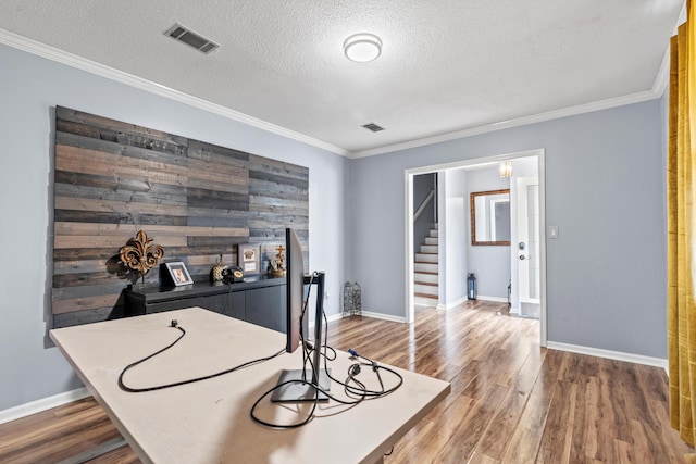 3758 Pine Ridge Run, Martinez, GA 30907 - office featuring wood finished floors, crown molding, and a textured ceiling