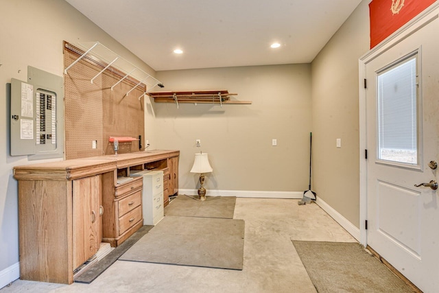 laundry room with a workshop area