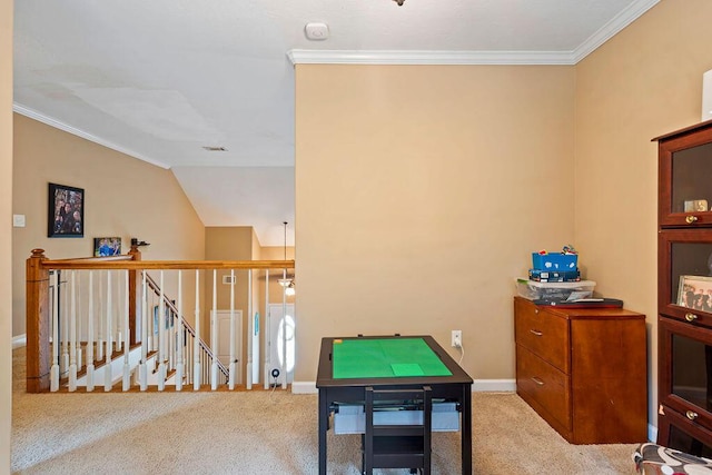 2009 Dundee Way, Grovetown, GA 30813 - playroom with carpet flooring, ornamental molding, and lofted ceiling