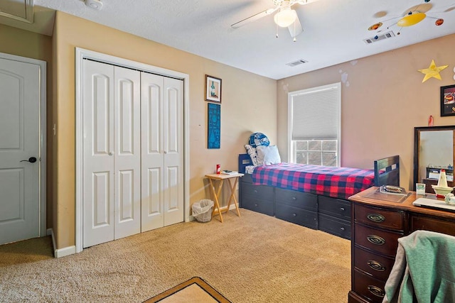 2009 Dundee Way, Grovetown, GA 30813 - bedroom with carpet, a closet, and a ceiling fan
