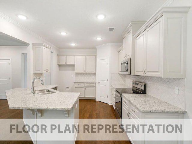 kitchen featuring sink, white cabinetry, and stainless steel appliances