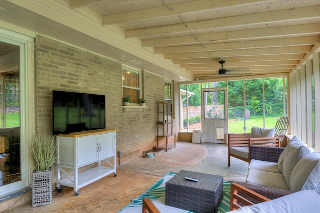 3122 Ramsgate Rd, Augusta, GA 30909 - sunroom / solarium with an outdoor living space, ceiling fan, and beam ceiling