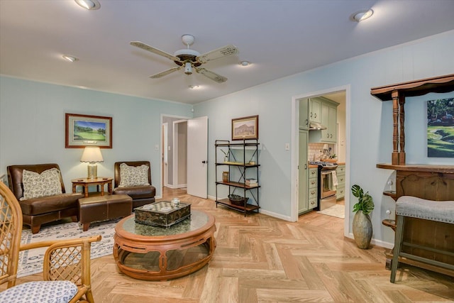 3122 Ramsgate Rd, Augusta, GA 30909 - living area featuring a ceiling fan and baseboards