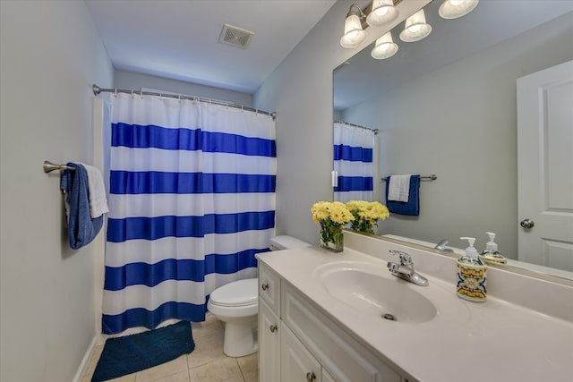 421 Armstrong Way, Evans, GA 30809 - bathroom featuring tile patterned floors, toilet, vanity, and a shower with shower curtain