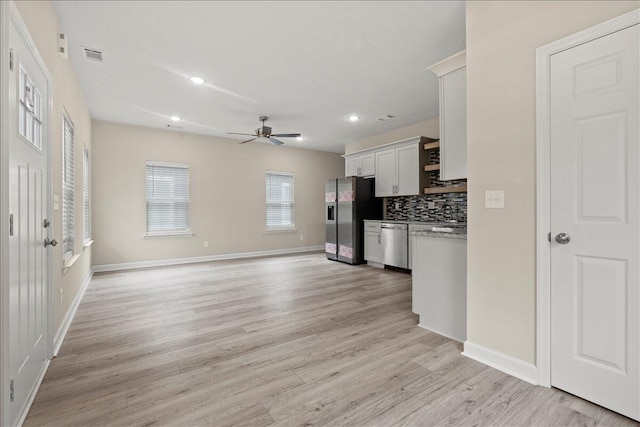 239 Walker St, Augusta, GA 30901 - kitchen with stainless steel appliances, ceiling fan, light wood-type flooring, baseboards, and recessed lighting