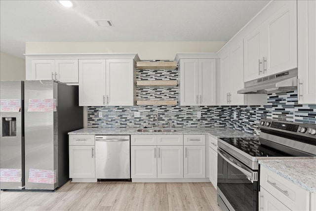 239 Walker St, Augusta, GA 30901 - kitchen featuring appliances with stainless steel finishes, under cabinet range hood, a sink, and light wood-style floors