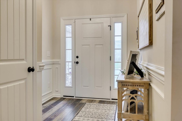 foyer entrance with dark wood-type flooring