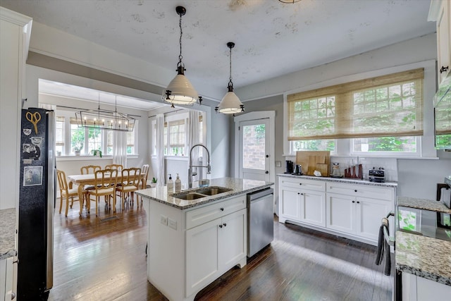 1202 Hickman Rd, Augusta, GA 30904 - kitchen with a sink, freestanding refrigerator, dark wood-style flooring, and electric stove