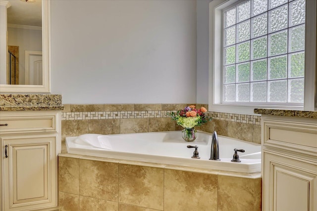 951 Napiers Post Dr, Evans, GA 30809 - full bath with vanity, a garden tub, ornamental molding, and a stall shower