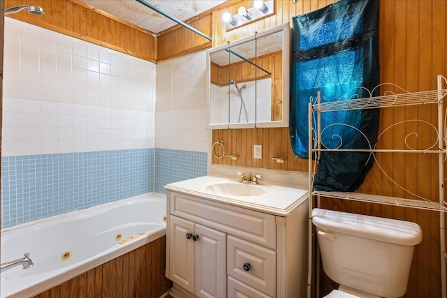 full bathroom featuring toilet, vanity, and shower / bathing tub combination