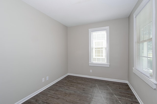 empty room featuring dark hardwood / wood-style flooring